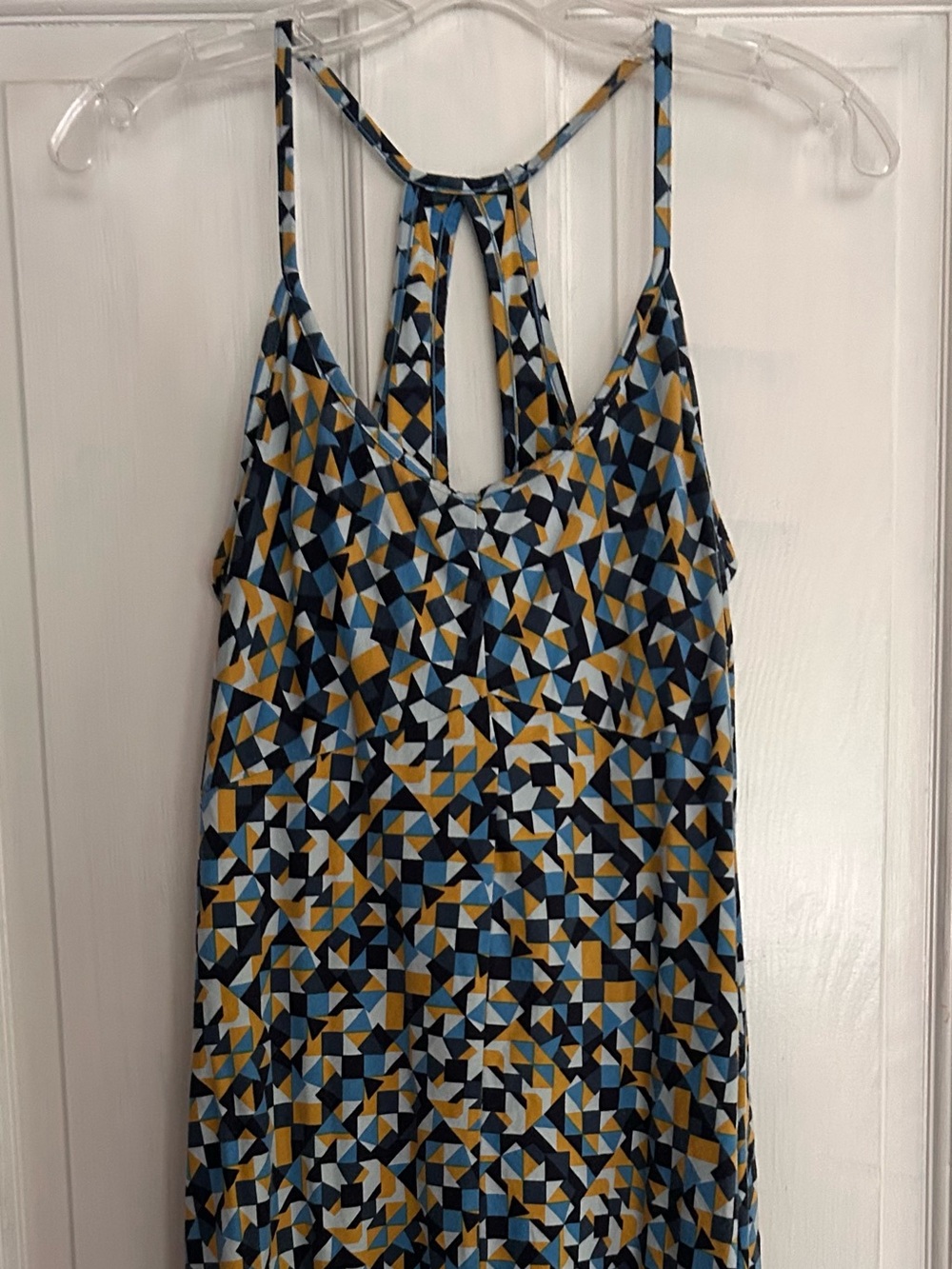 Patagonia Blue, Mustard & Black Geometric Tank Dress